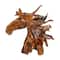 Brown Teak Wood Natural Horse Sculpture 33" x 31" x 13"